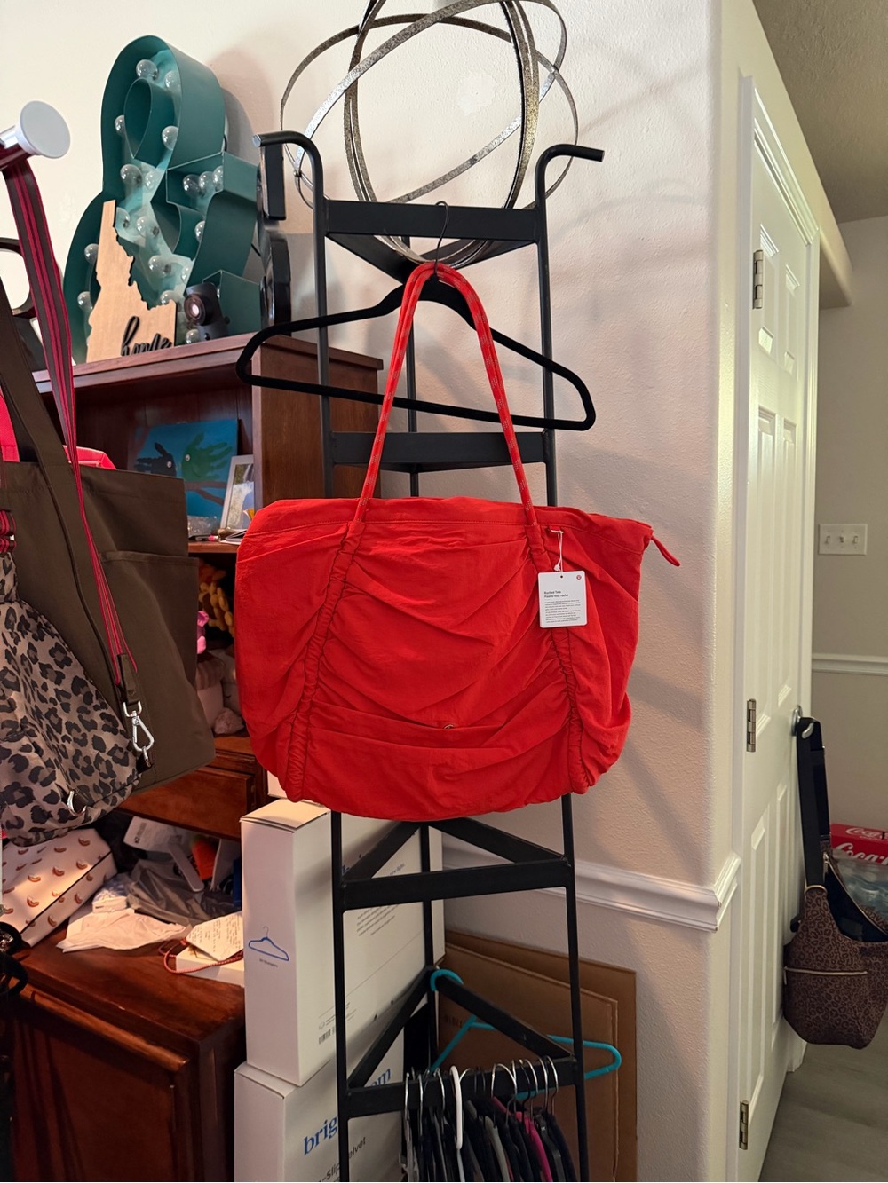 lululemon athletica Red Ruched Tote Bag